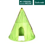 Tipi en toile coloris vert pour portique en bois Tipi en toile coloris vert pour portique en bois