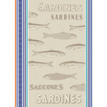 Torchon jacquard sardines coloris beige en coton - 50 x 70 cm