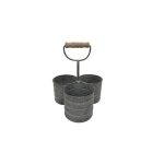 Trois pots en zinc avec poign�e centrale - 20, 5 x 20, 5 x 23 cm