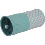 Tunnel de jeu pour chat coloris bleu feuille zolux ethi'cat - 23, 5 x 50, 3 x 23, 5 cm