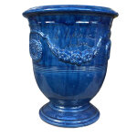 Vase anduze bleu en terre cuite maille h 38 x  43 cm
