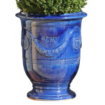 Vase anduze mini bleu en terre cuite maille h 22 x  17 cm