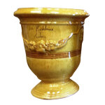 Vase anduze mini jaune en terre cuite maille h 22 x  17 cm