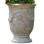 Vase anduze patine grise en terre cuite maille h 68 x  53 cm