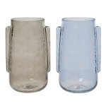Vase anse oreilles coloris bleu en verre - 18, 5 x 2 cm