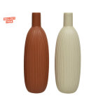 Vase coloris beige en porcelaine stri� - � 8, 4 cm