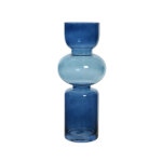 Vase coloris bleu en verre -  13 cm