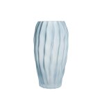 Vase coloris bleu en verre givr� - 27 cm