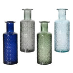 Vase coloris bleu en verre recycl -  9 cm