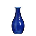 Vase coloris bleu en verre recycl� qin - � 21 cm