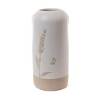 Vase floral en gr�s blanc - 8, 5 x 18 x 8, 5 cm