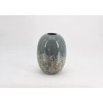 Vase lumire givre en cramique gris -  19 x 25, 5 cm