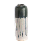 Vase malte en grs vert et blanc grand modle -  13 x 33 cm