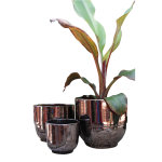 Vase rebord coloris mtal h 27 x  30 cm