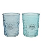 Verre  eau coloris bleu en verre -  6, 3 cm