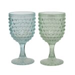 Verre  pied bull relief coloris vert en verre -  8, 8 cm