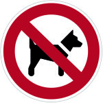 1 panneau en pvc avec adh�sif interdit aux chiens � 28 cm