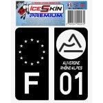 2 stickers premium en r�sine 3d, pour departement 01 en noir (format voitures)