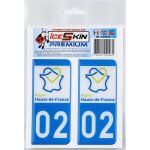 2 stickers premium en r�sine 3d, pour departement 02 en bleu (format voitures)