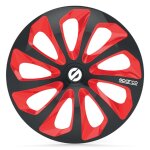 4 enjoliveurs noir / rouge sparco sicilia 16 pouces