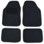 4 tapis universels en moquette noir et gris