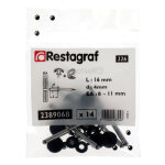 7 rivets panouis 4 x 16 mm avec 7 chapeaux noirs