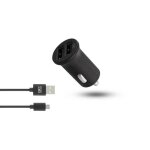 Chargeur allume - cigare 2 usb + c�ble micro - usb noir tnb