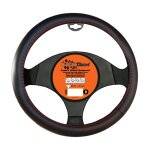 Couvre volant simili cuir avec surpiqure rouge turbotech Couvre volant simili cuir avec surpiqure rouge turbotech
