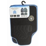 Jeu complet de tapis de voiture universels noirs ganse bleu moquette olympique de