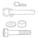 Jeu complet vis / axes / goupilles pour grue 2 tonnes