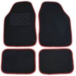 4 tapis universel en moquette noir et rouge