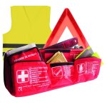 Pack triangle + gilet + pharmacie + couverture survie Pack triangle + gilet + pharmacie + couverture survie