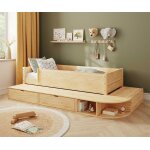 Ma chambre d'enfant lit enfant avec 2 barrières et estrade combeebed bois naturel 90x200 cm Ma chambre d'enfant lit enfant avec 2 barrières et estrade combeebed bois naturel 90x200 cm