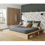 Ma chambre d'enfant lit ado avec sommier dune bois naturel 160x200 cm Ma chambre d'enfant lit ado avec sommier dune bois naturel 160x200 cm