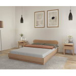 Ma chambre d'enfant lit ado avec sommier hino et t�te de lit wika bois naturel 140x190 cm