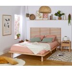 Ma chambre d'enfant lit ado avec sommier hoha et tête de lit elvy bois naturel 140x200 cm Ma chambre d'enfant lit ado avec sommier hoha et tête de lit elvy bois naturel 140x200 cm