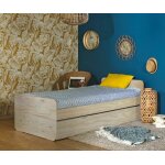 Ma chambre d'enfant lit ado avec sommier lemon bois naturel 90x190 cm