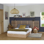 Ma chambre d'enfant lit ado avec sommier et tête de lit hino bois naturel 160x200 cm / opt:tête de lit ... Ma chambre d'enfant lit ado avec sommier et tête de lit hino bois naturel 160x200 cm / opt:tête de lit ...
