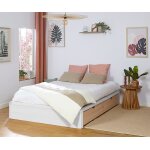 Ma chambre d'enfant lit ado avec sommier et tiroir uma blanc et bois 140x200 cm / opt:2 tiroirs Ma chambre d'enfant lit ado avec sommier et tiroir uma blanc et bois 140x200 cm / opt:2 tiroirs