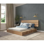 Ma chambre d'enfant lit adulte avec sommier dune et tte de lit eon bois naturel 140x190 cm