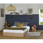 Ma chambre d'enfant lit adulte avec sommier hino bois naturel 160x200 cm Ma chambre d'enfant lit adulte avec sommier hino bois naturel 160x200 cm