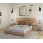 Ma chambre d'enfant lit adulte avec sommier hino et tte de lit eon bois naturel 140x190 cm