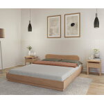 Ma chambre d'enfant lit adulte avec sommier hino et t�te de lit wika bois naturel 160x200 cm