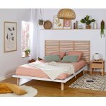 Ma chambre d'enfant lit adulte avec sommier hoha et tête de lit elvy blanc et bois 140x200 cm Ma chambre d'enfant lit adulte avec sommier hoha et tête de lit elvy blanc et bois 140x200 cm