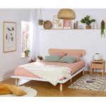 Ma chambre d'enfant lit adulte avec sommier hoha et tête de lit wika blanc et bois 160x200 cm Ma chambre d'enfant lit adulte avec sommier hoha et tête de lit wika blanc et bois 160x200 cm