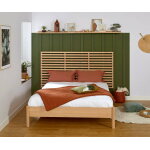 Ma chambre d'enfant lit adulte avec sommier magdae et tte de lit elvy bois naturel 140x190 cm