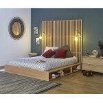 Ma chambre d'enfant lit adulte avec sommier et tte de lit haute dune bois naturel 140x190 cm