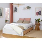 Ma chambre d'enfant lit adulte avec sommier et tiroir uma blanc et bois 160x200 cm / opt:1 tiroir Ma chambre d'enfant lit adulte avec sommier et tiroir uma blanc et bois 160x200 cm / opt:1 tiroir