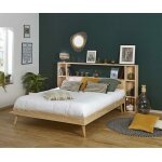 Ma chambre d'enfant lit adulte avec tte de lit honey bois naturel 140x190 cm