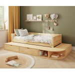 Ma chambre d'enfant lit banquette enfant avec estrade combeebed bois naturel 90x200 cm Ma chambre d'enfant lit banquette enfant avec estrade combeebed bois naturel 90x200 cm